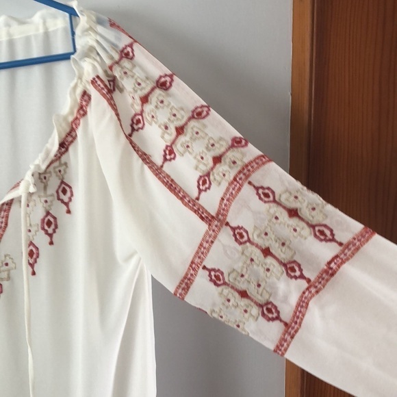 Anthropologie’s Willow & Clay Long Sleeve Blouse Embroidery Size M Bow Tie Top - Picture 5 of 11